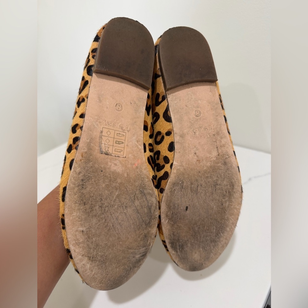 J Crew Shoes Womens 8 Brown Leopard Print Loafers Slip On Calf Hair Animal - Picture 5 of 7